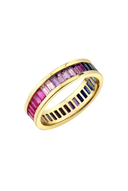 Baguette Channel Set Eternity Ring, 14k Yellow Gold